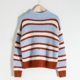 & Other Stories + Striped Mock Neck Wool Blend Sweater