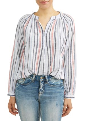 Time and Tru + Woven Dobby Popover Top