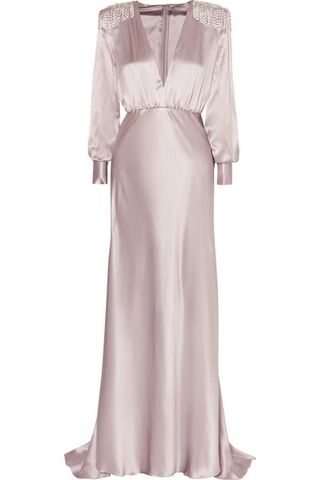 Alessandra Rich + Crystal-Embellished Silk-Satin Gown