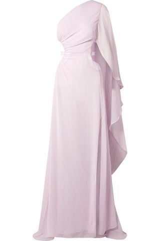 Cult Gaia + Cosette One-Shoulder Cutout Crinkled-Chiffon Gown