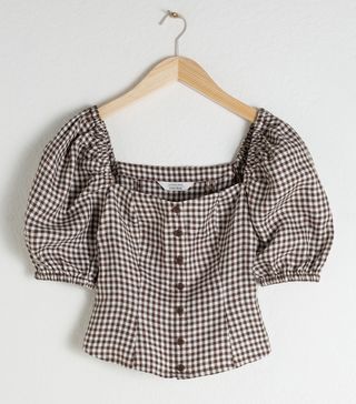& Other Stories + Linen Puff Sleeve Gingham Top