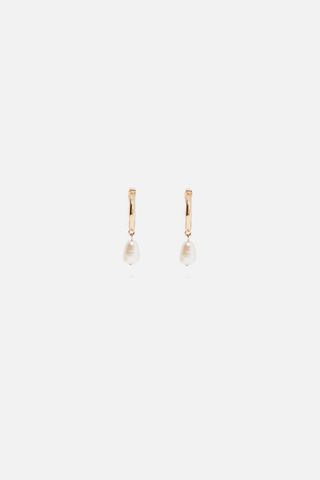 Zara + Faux Pearl Hoop Earrings