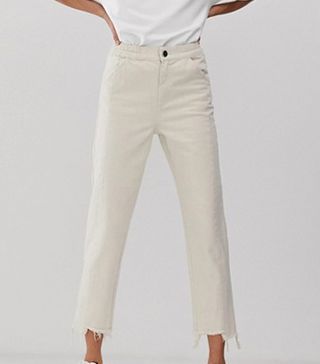 ASOS White + Cropped Raw-Edge Jeans