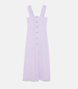 Zara + Tweed Button Dress With Gems