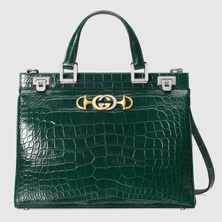 Gucci + Zumi Crocodile Medium Top Handle Bag