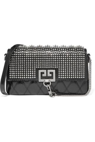 Givenchy + Charm Crystal-Embellished Quilted Leather Shoulder Bag