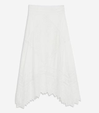 Topshop + Mixed Broderie Midi Skirt