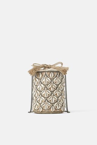 Zara + Seashell Crossbody Basket Bag