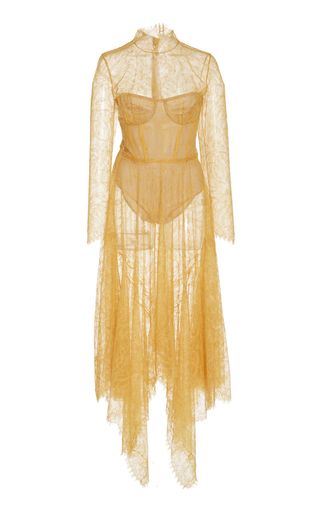 Jonathan Simkhai + Sheer Chantilly Lace Bustier Midi Dress