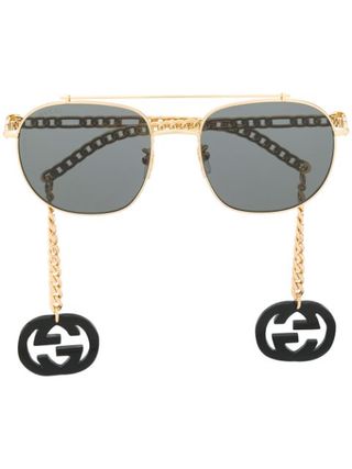 Gucci + Eyewear Chain-Trimmed Aviator Sunglasses