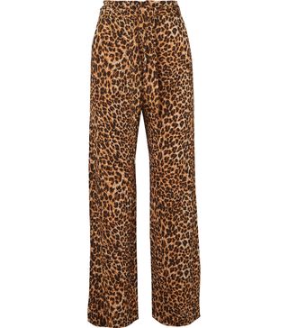 Nanushka + Luma Leopard-Print Stretch Plissé-Jersey Straight-Leg Pants