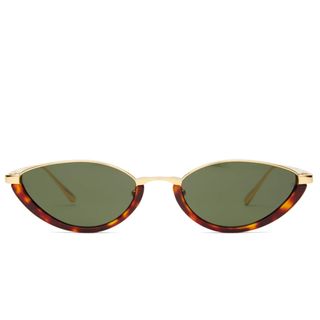 Linda Farrow + Cat-Eye Gold-Plated Titanium Sunglasses