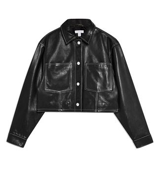 Topshop + Black Leather Western Jacket