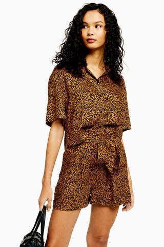 Topshop + Cairo Leopard Print Shirt and Shorts Co-Ord
