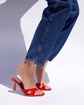 Zara + Cross Strap Slide Heels