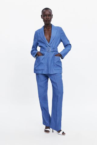 Zara + Linen Blazer with Belt