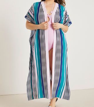 Eloquii + Printed Maxi Kimono Coverup