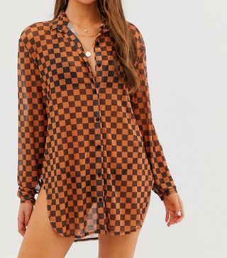 Motel + Checkerboard Mesh Beach Shirt