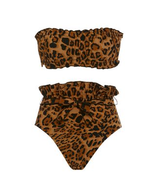 Karla Colletto + Lanai Reversible Leopard-Print Bandeau Bikini Top