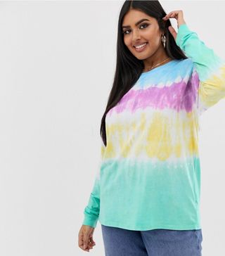 ASOS Design + Relaxed Long Sleeve T-Shirt in Tie-Dye