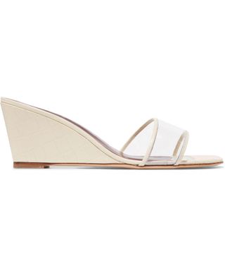 Staud + Billie Croc-Effect Leather and PVC Wedge Sandals
