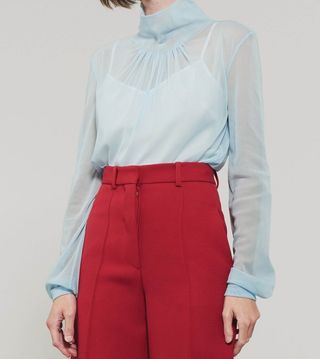 Victoria Beckham + Long Sleeved Sheer Top