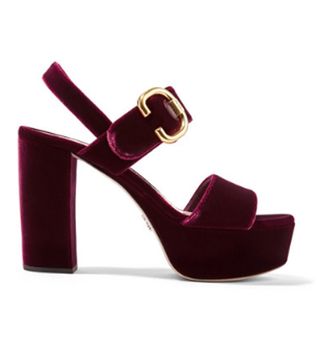 Prada + Velvet Platform Sandals