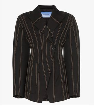 Mugler + Exaggerated Waist Striped Blazer