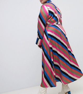 Neon Rose Plus + Midaxi Shirt Dress in Luxe Stripe