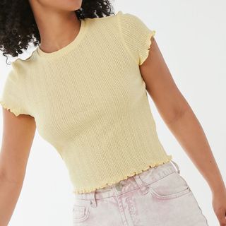 Urban Outfitters + Pointelle Lettuce-Edge Baby Tee