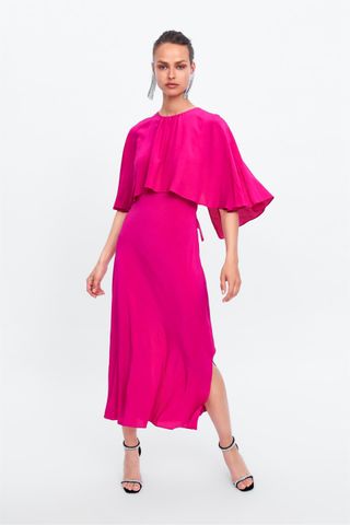 Zara + Flowy Dress With Cape