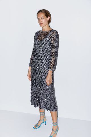 Zara + Limited Edition Mesh Sequin Dress