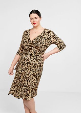 Mango + Leopard Print Wrap Dress