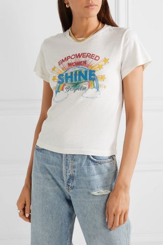 Re/Done + Shine Printed Cotton T-Shirt