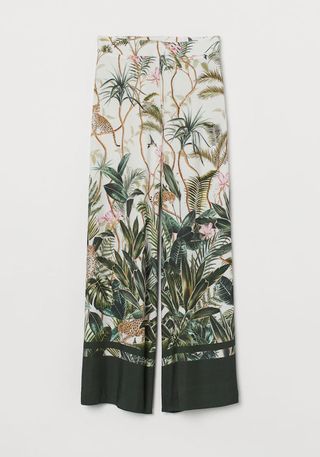 H&M + Leaf Patterned Wide Leg Pants