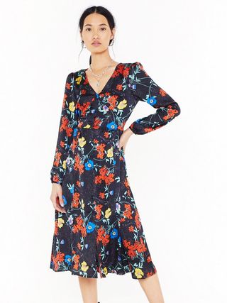 Nasty Gal + Go With the Grow Floral Midi Dress