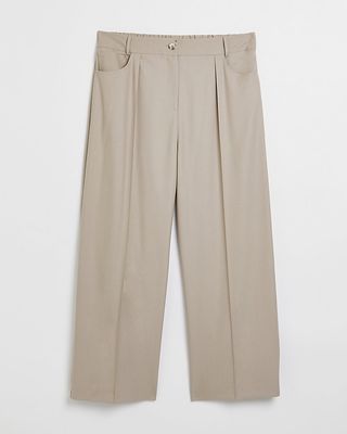 River Island + Plus Pleated Wide-Leg Trousers