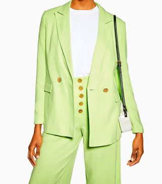 Topshop + Apple Green Blazer With Linen