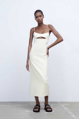Zara + Cut Out Linen Blend Dress