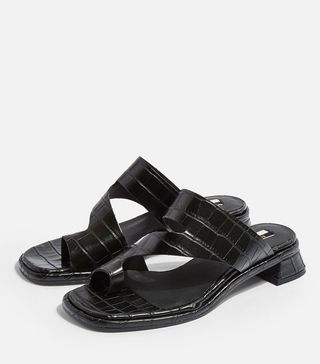 Topshop + Noah Vegan Black Crocodile Low Toe Loop