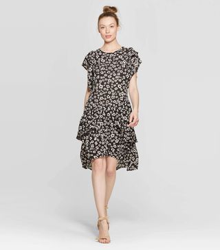 Who What Wear x Target + Floral Print Asymmetric Dress