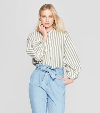 Who What Wear x Target + Long Sleeve Button-Up Blouse