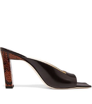 Wandler + Isa Smooth And Snake-Effect Leather Mules