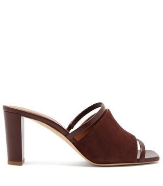 Malone Souliers + Demi Square-Toe Leather Mules