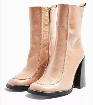 Topshop + Harvey Leather Square Toe Boots