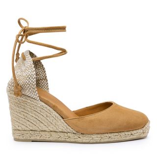 Castañer + Carina Leather Wedge Espadrille in Toasted Brown