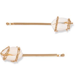 Rosantica + Beatrix set of two gold-tone and shell hair pins