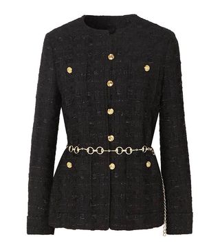 Gucci + Belted Button-Embellished Tweed Jacket