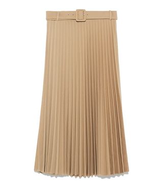 Zara + Pleated Skirt With Belt