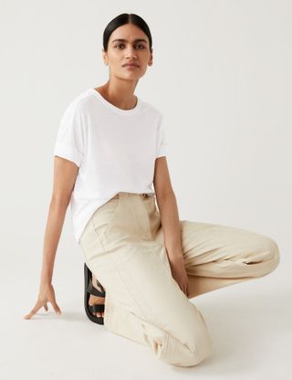 M&S Collection + Linen Rich T-Shirt